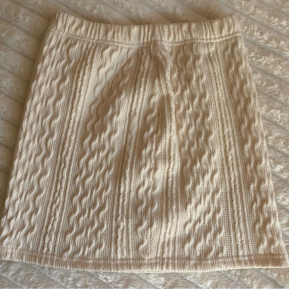 cream knit sweater set with long sleeve crop top + skirt - Picture 6 of 6